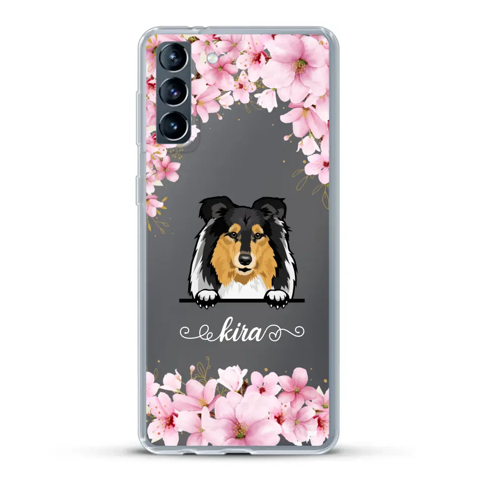 Fleurs et chiens - Coque de téléphone personnalisée