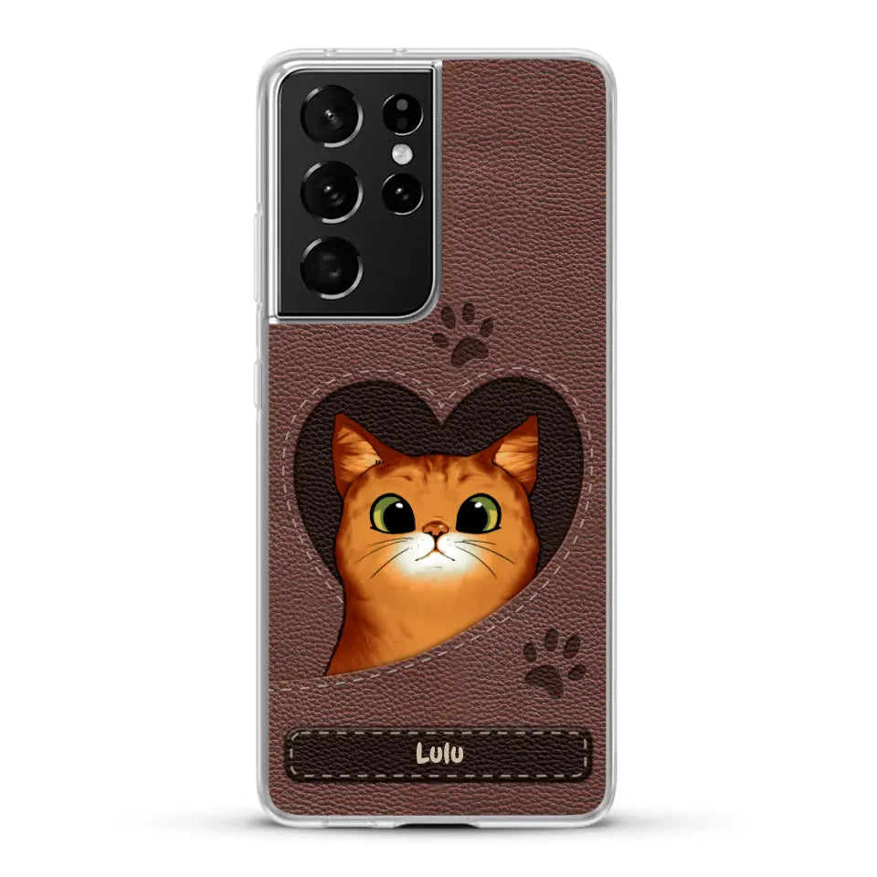 Chats curieux aspect cuir - Coque de téléphone personnalisée