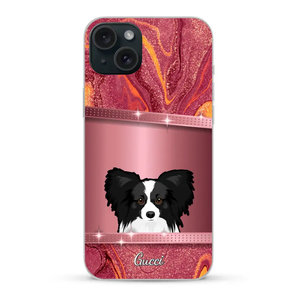 Chiens curieux aspect pailleté - Coque de téléphone personnalisée