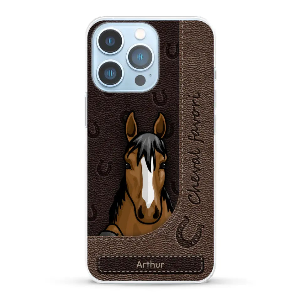 Chevaux curieux aspect cuir - Coque de téléphone personnalisée