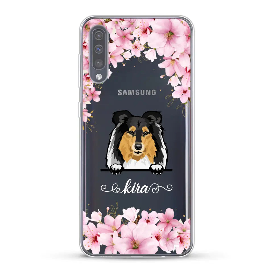 Fleurs et chiens - Coque de téléphone personnalisée