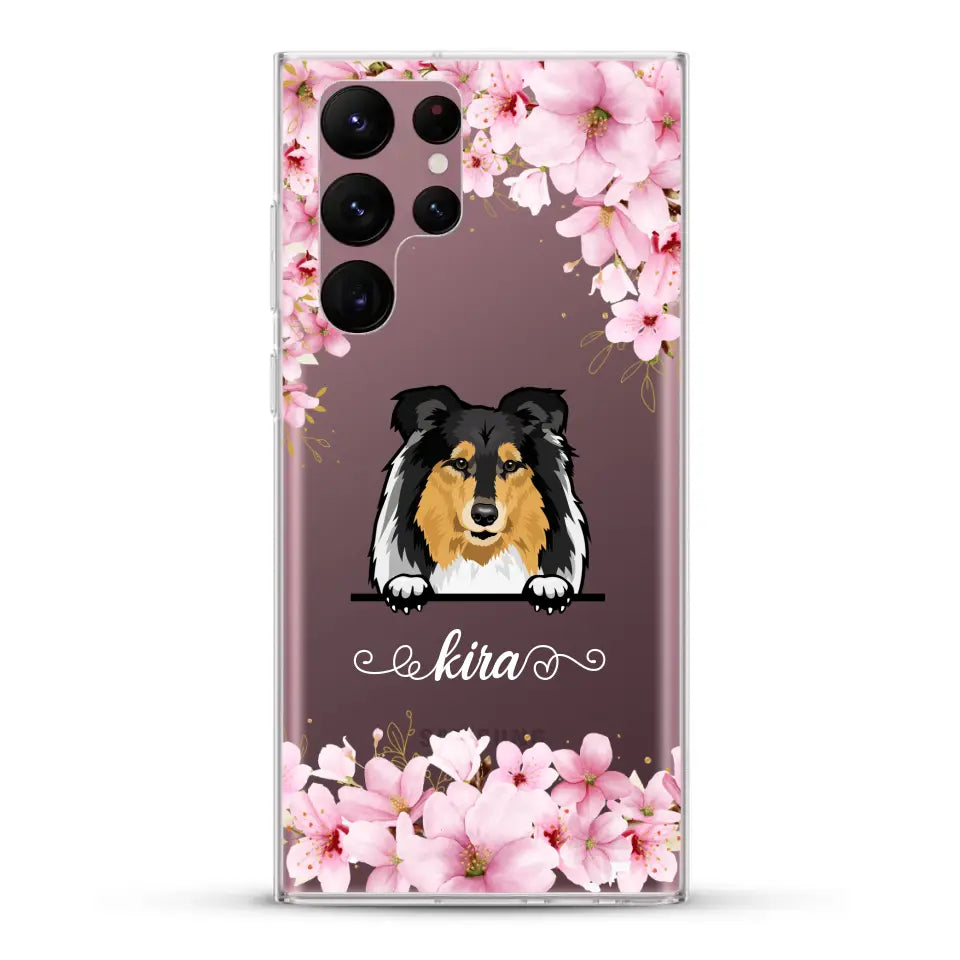 Fleurs et chiens - Coque de téléphone personnalisée