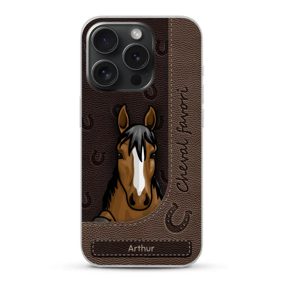 Chevaux curieux aspect cuir - Coque de téléphone personnalisée