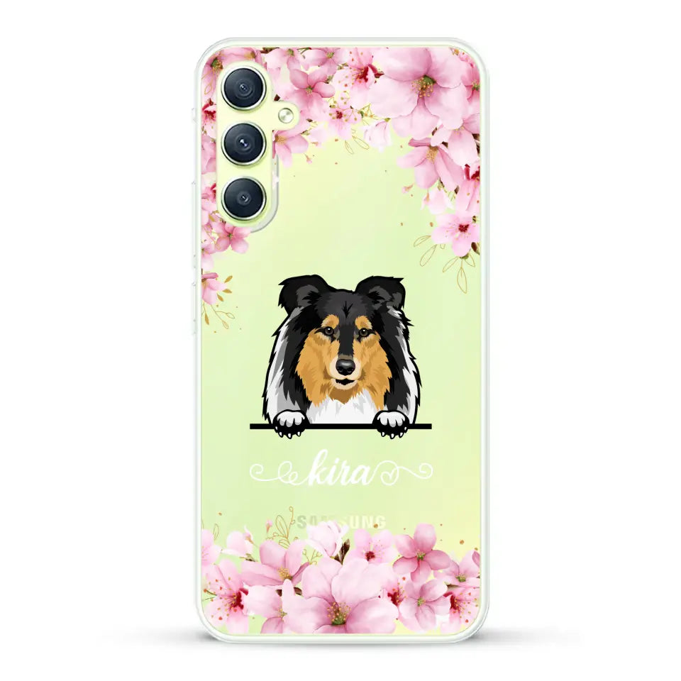 Fleurs et chiens - Coque de téléphone personnalisée