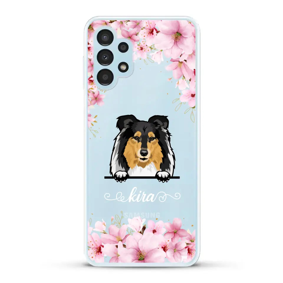 Fleurs et chiens - Coque de téléphone personnalisée