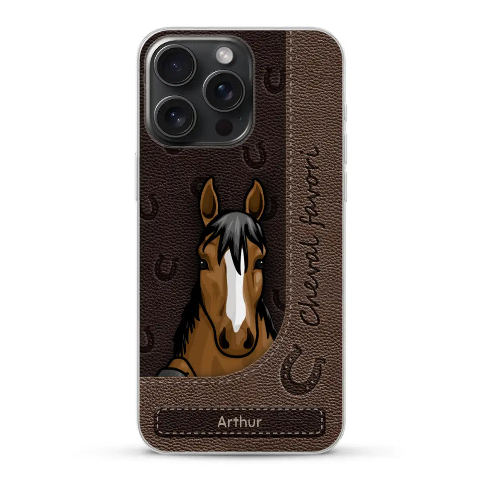 Chevaux curieux aspect cuir - Coque de téléphone personnalisée