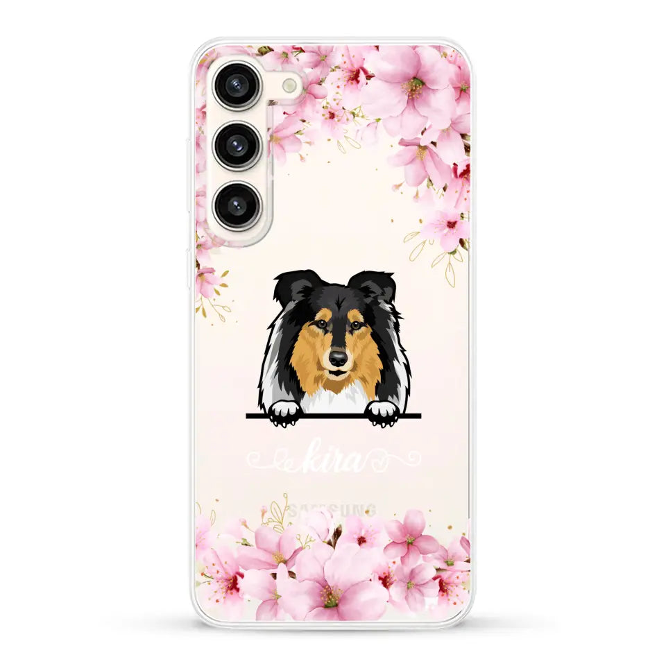 Fleurs et chiens - Coque de téléphone personnalisée