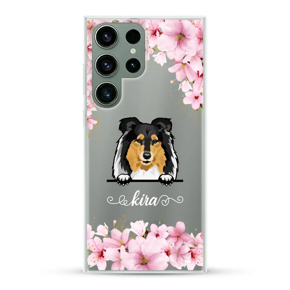 Fleurs et chiens - Coque de téléphone personnalisée