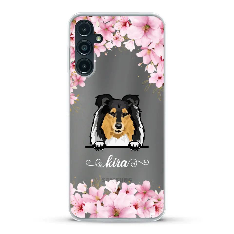 Fleurs et chiens - Coque de téléphone personnalisée