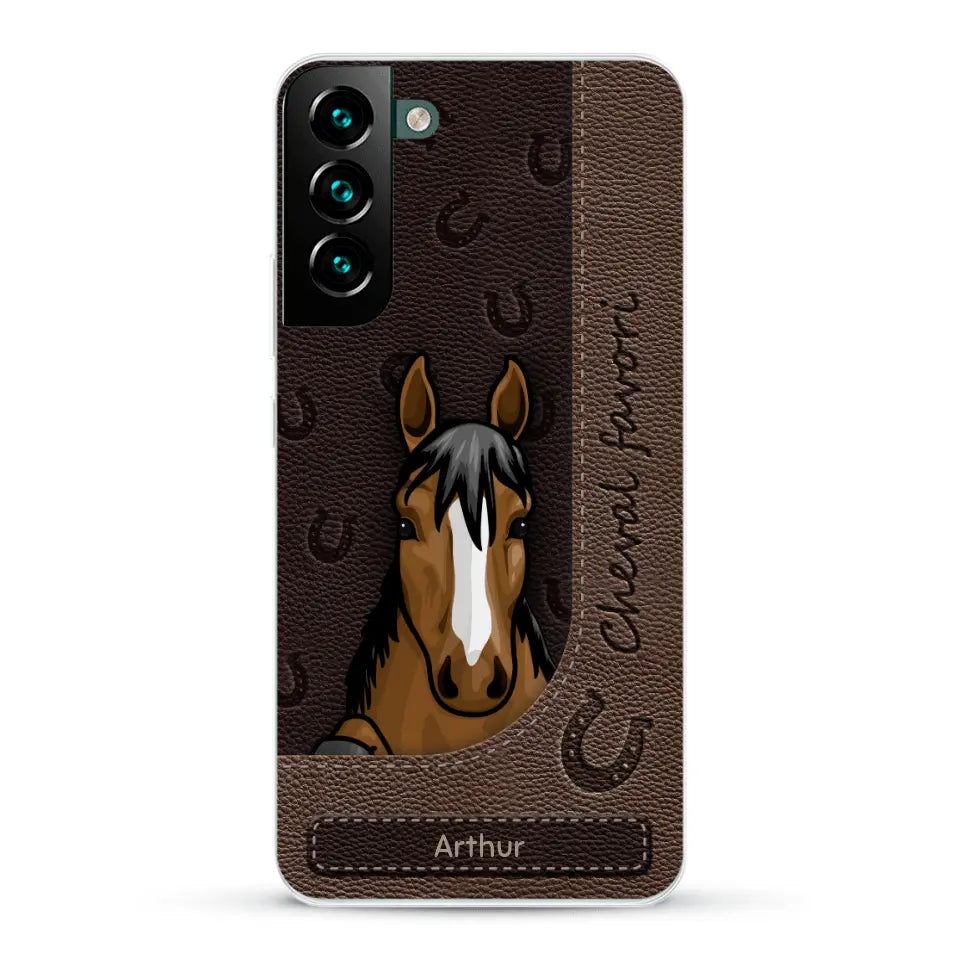 Chevaux curieux aspect cuir - Coque de téléphone personnalisée