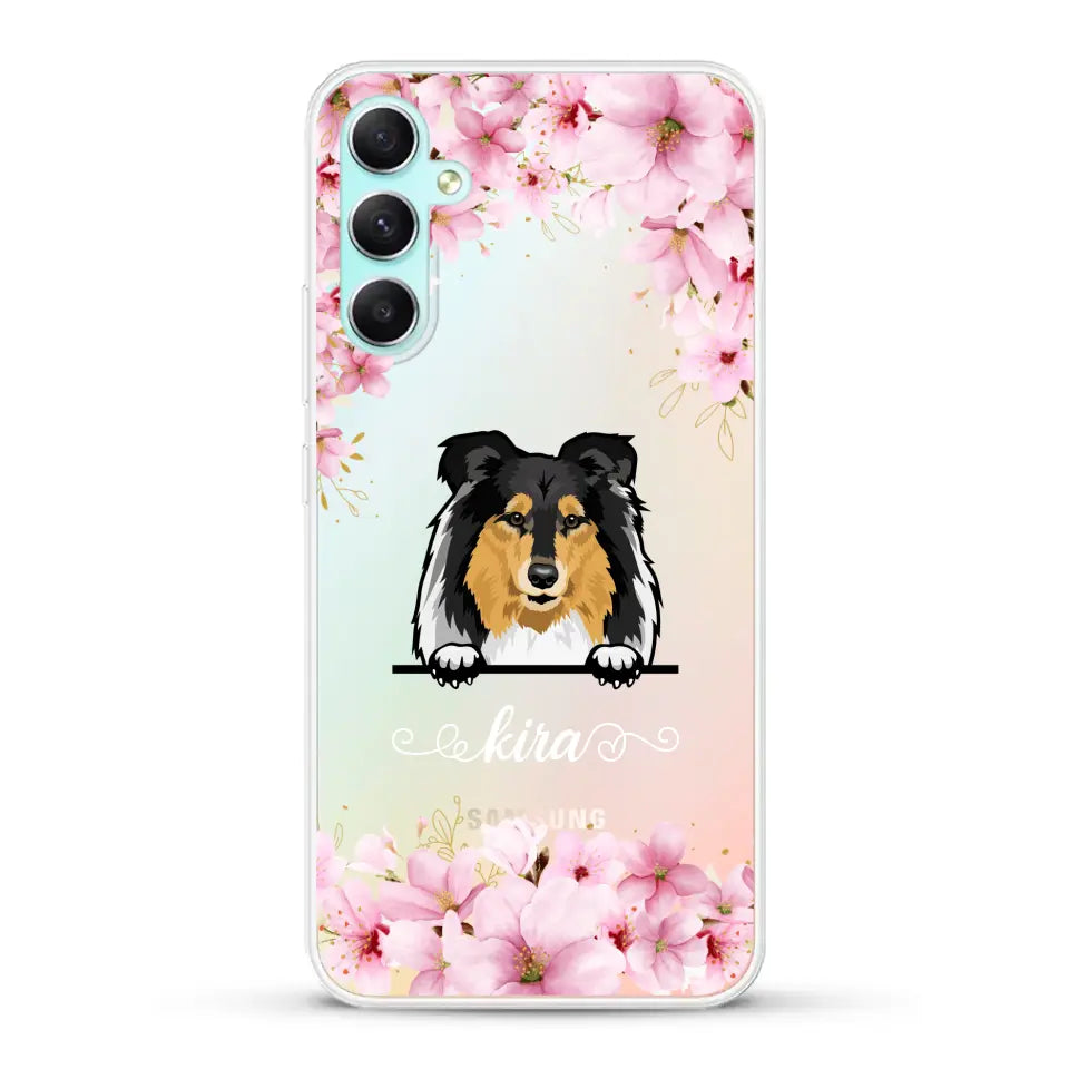 Fleurs et chiens - Coque de téléphone personnalisée