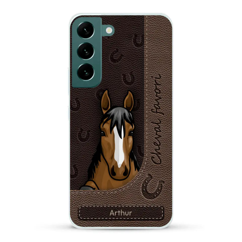 Chevaux curieux aspect cuir - Coque de téléphone personnalisée