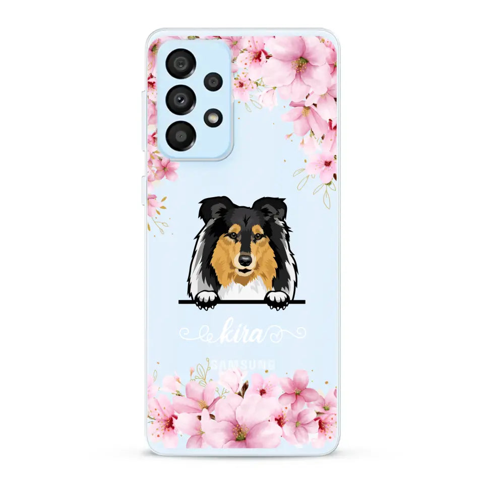 Fleurs et chiens - Coque de téléphone personnalisée