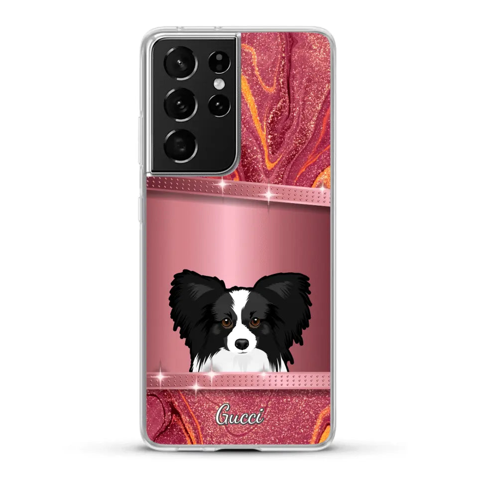 Chiens curieux aspect pailleté - Coque de téléphone personnalisée