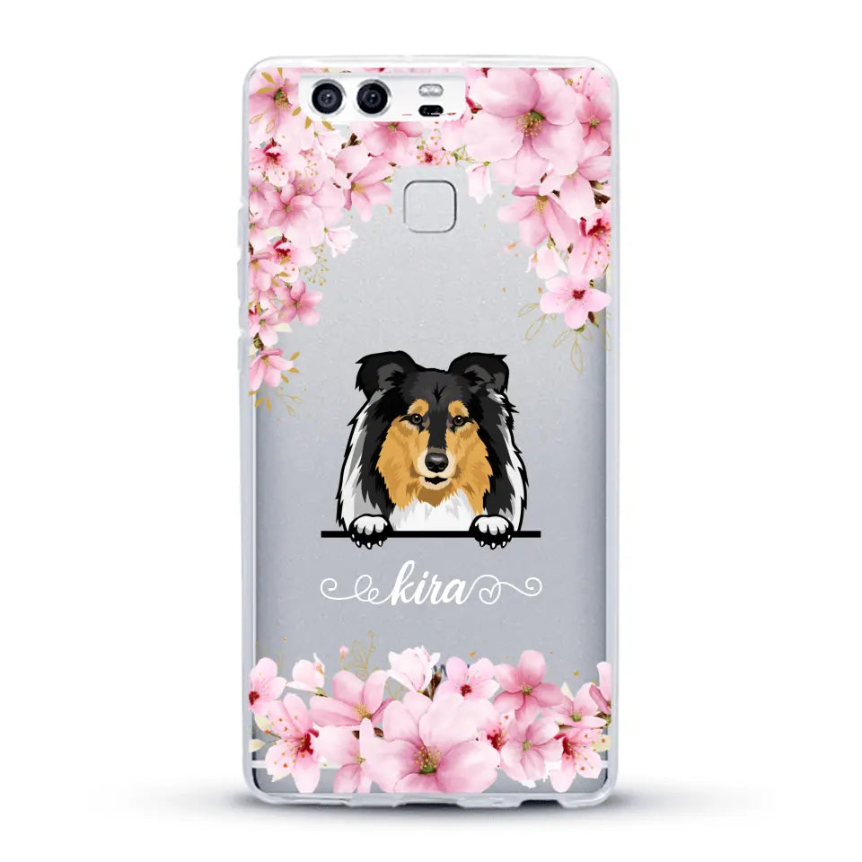 Fleurs et chiens - Coque de téléphone personnalisée