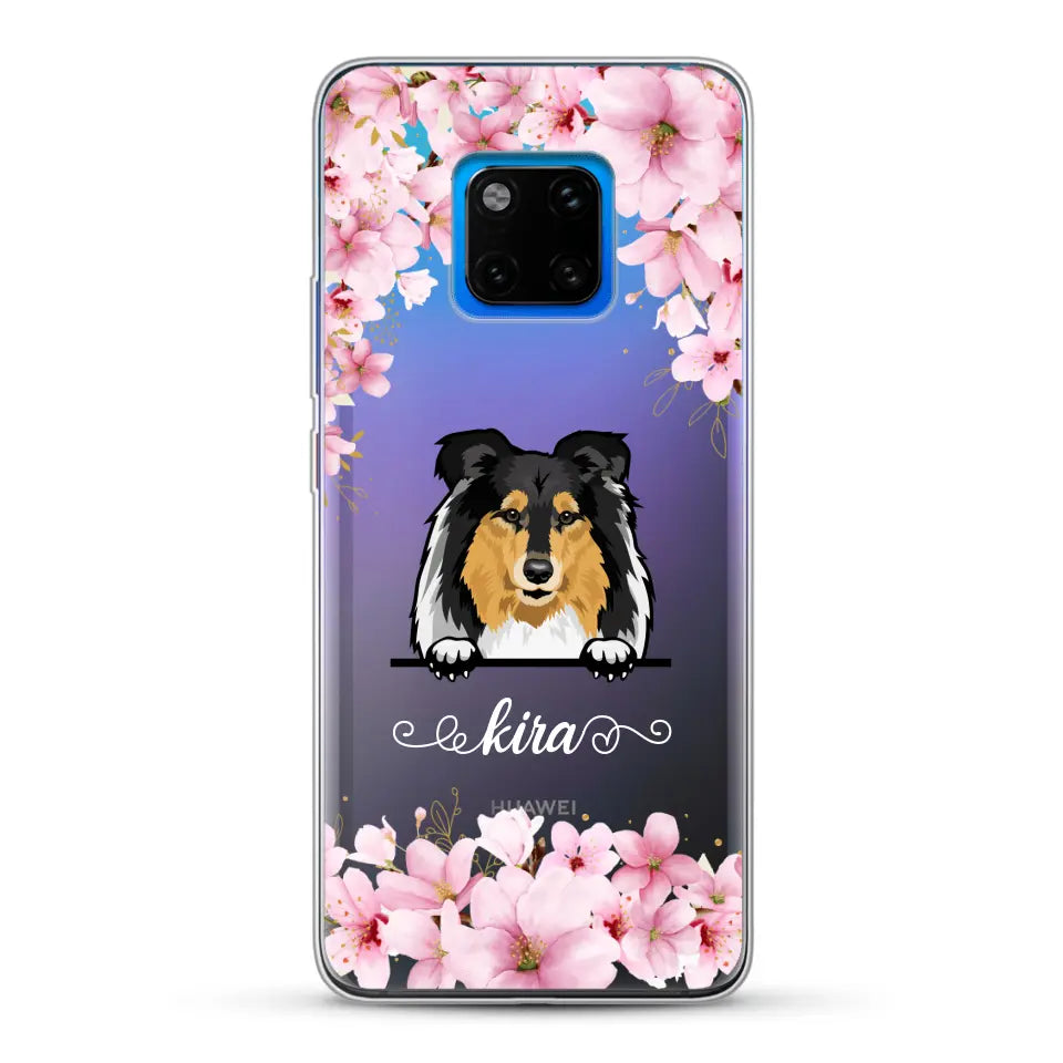 Fleurs et chiens - Coque de téléphone personnalisée