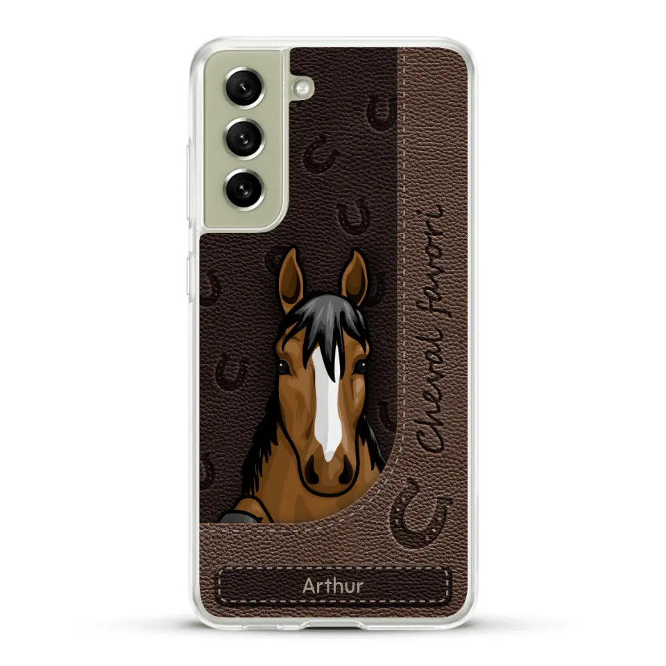 Chevaux curieux aspect cuir - Coque de téléphone personnalisée