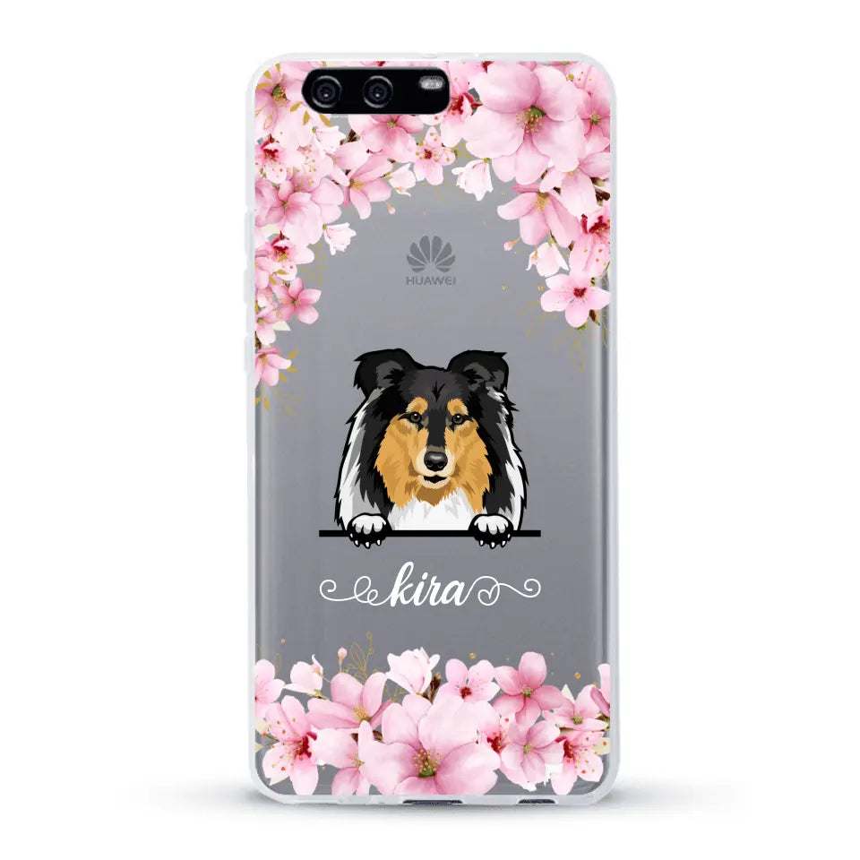 Fleurs et chiens - Coque de téléphone personnalisée