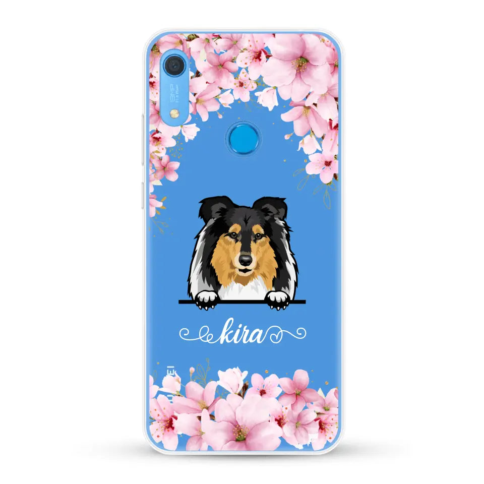 Fleurs et chiens - Coque de téléphone personnalisée