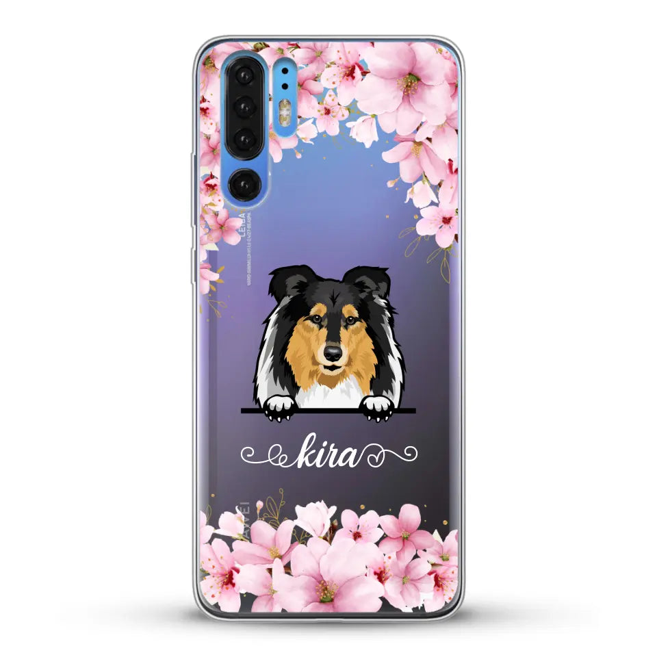 Fleurs et chiens - Coque de téléphone personnalisée