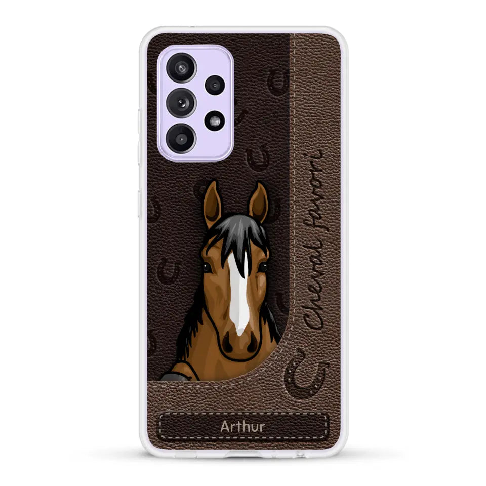 Chevaux curieux aspect cuir - Coque de téléphone personnalisée