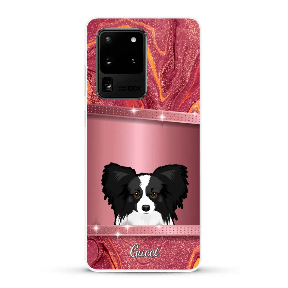 Chiens curieux aspect pailleté - Coque de téléphone personnalisée