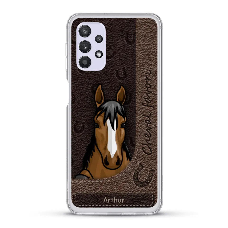Chevaux curieux aspect cuir - Coque de téléphone personnalisée