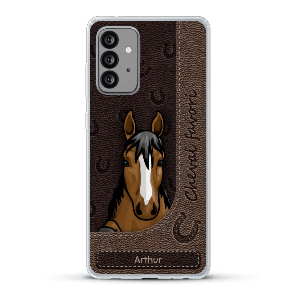 Chevaux curieux aspect cuir - Coque de téléphone personnalisée
