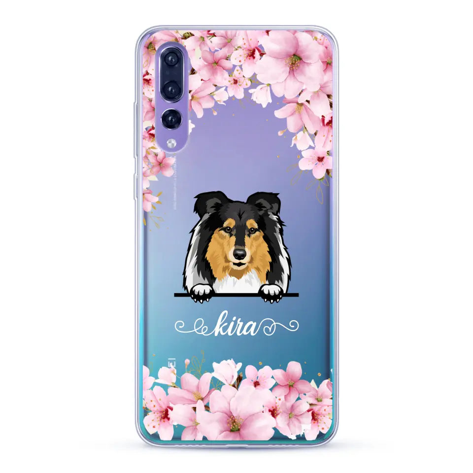 Fleurs et chiens - Coque de téléphone personnalisée