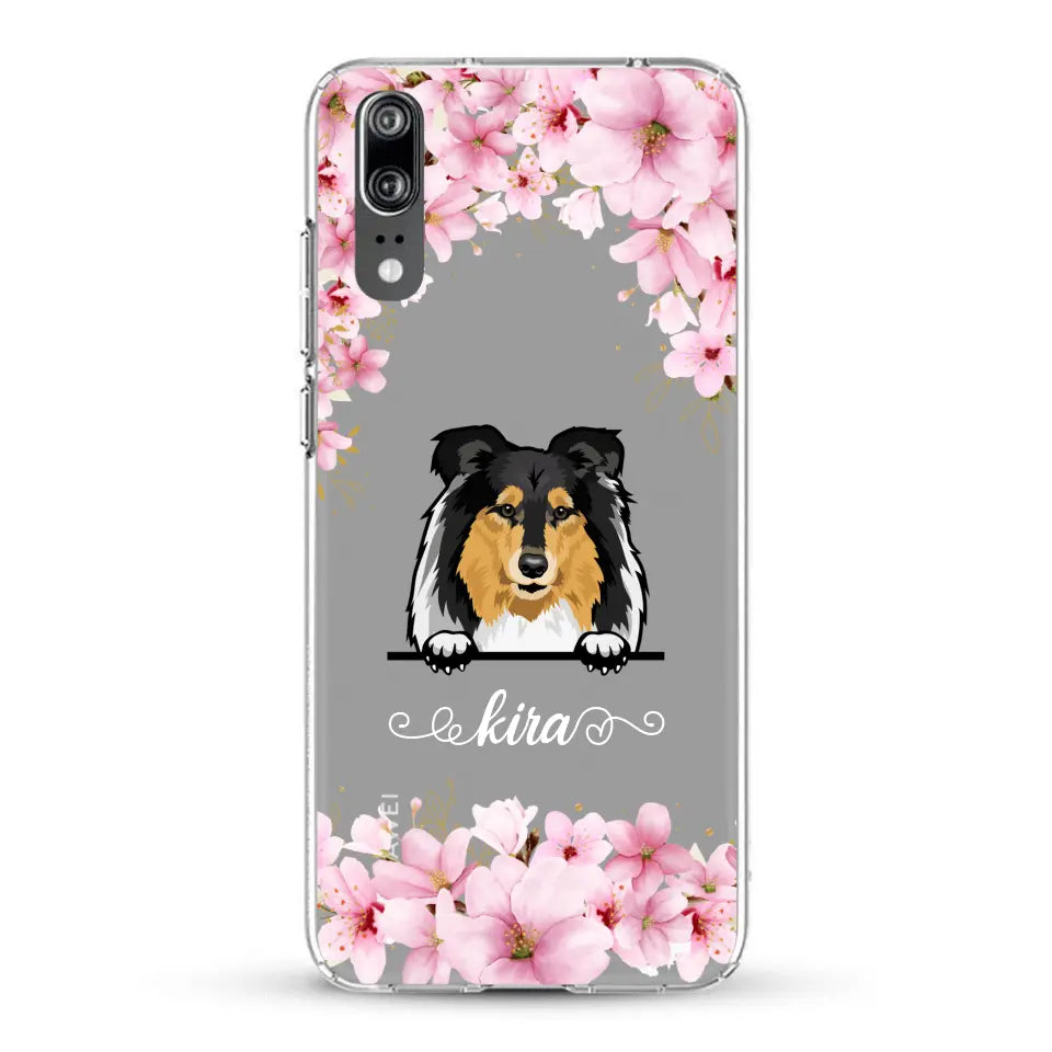 Fleurs et chiens - Coque de téléphone personnalisée