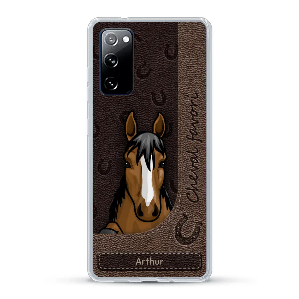 Chevaux curieux aspect cuir - Coque de téléphone personnalisée