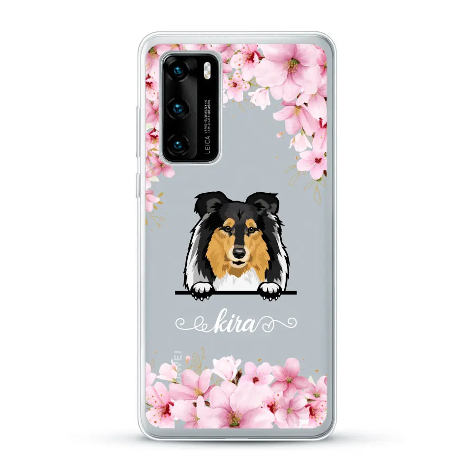 Fleurs et chiens - Coque de téléphone personnalisée