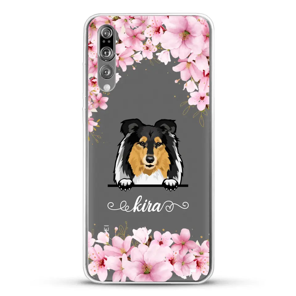 Fleurs et chiens - Coque de téléphone personnalisée