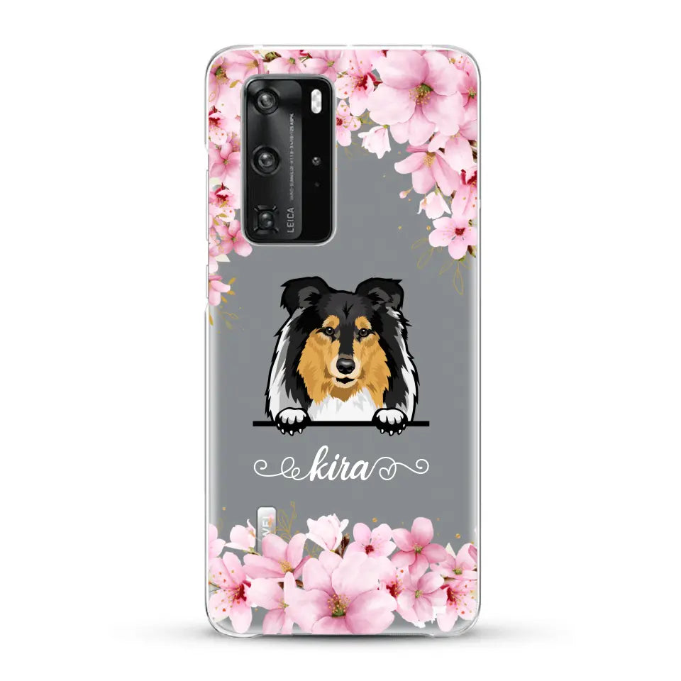 Fleurs et chiens - Coque de téléphone personnalisée