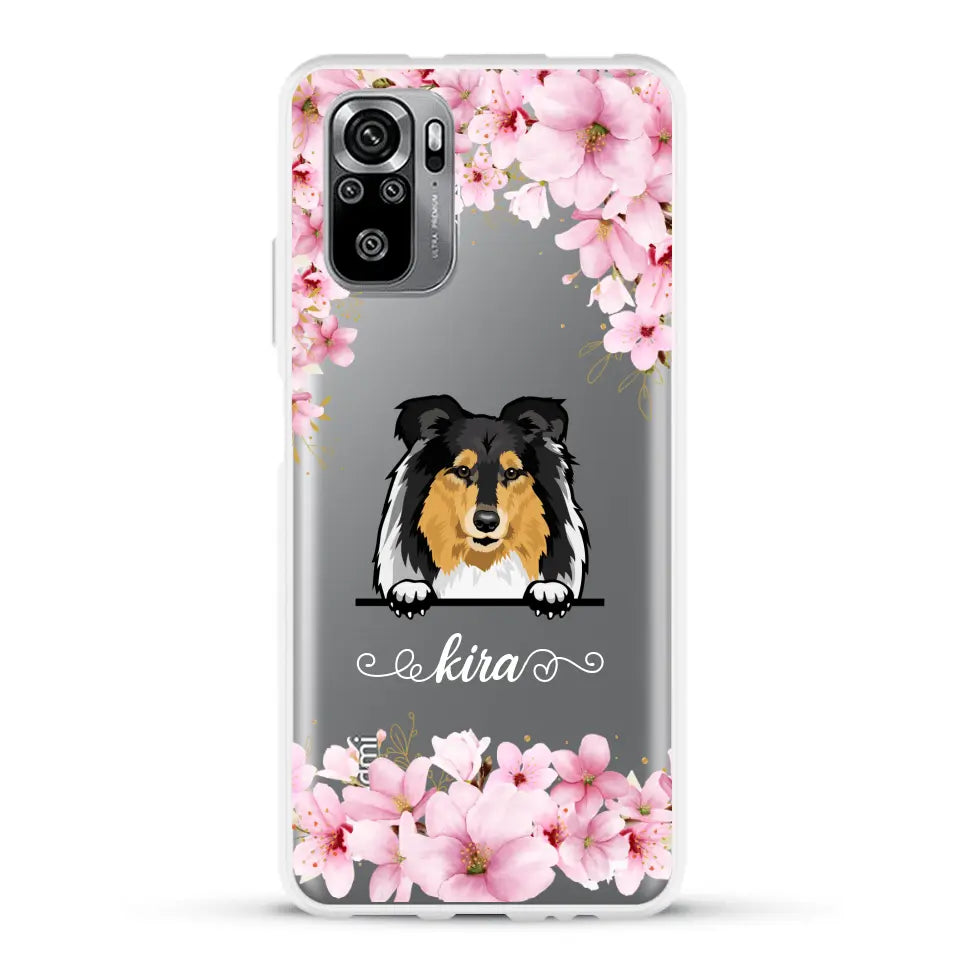 Fleurs et chiens - Coque de téléphone personnalisée