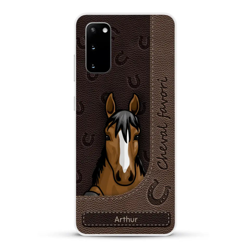 Chevaux curieux aspect cuir - Coque de téléphone personnalisée