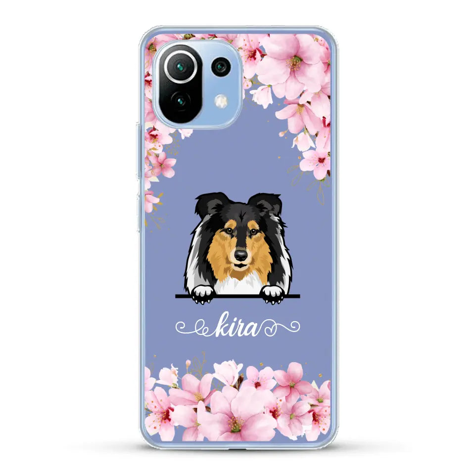 Fleurs et chiens - Coque de téléphone personnalisée