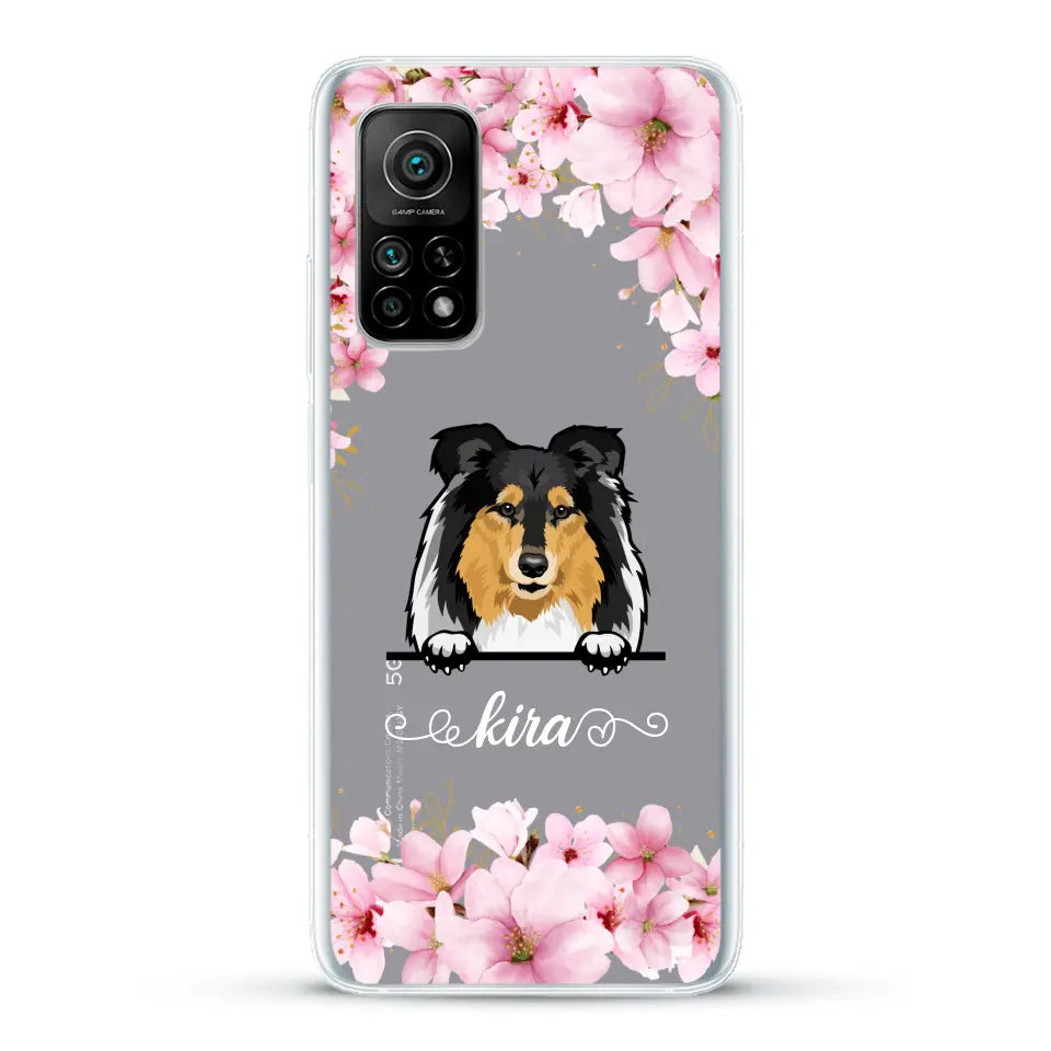 Fleurs et chiens - Coque de téléphone personnalisée