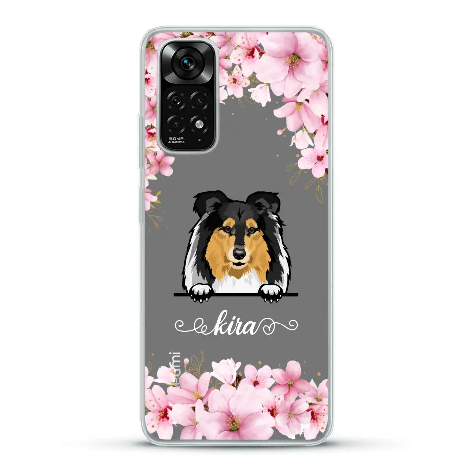 Fleurs et chiens - Coque de téléphone personnalisée