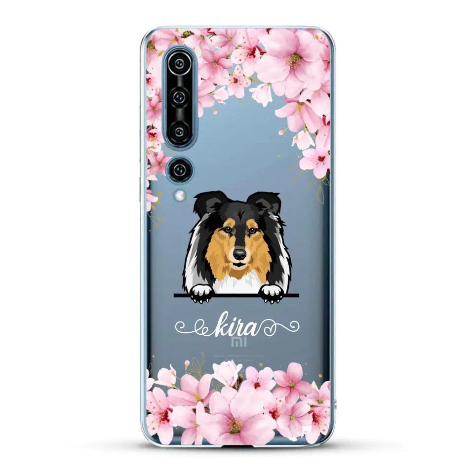 Fleurs et chiens - Coque de téléphone personnalisée