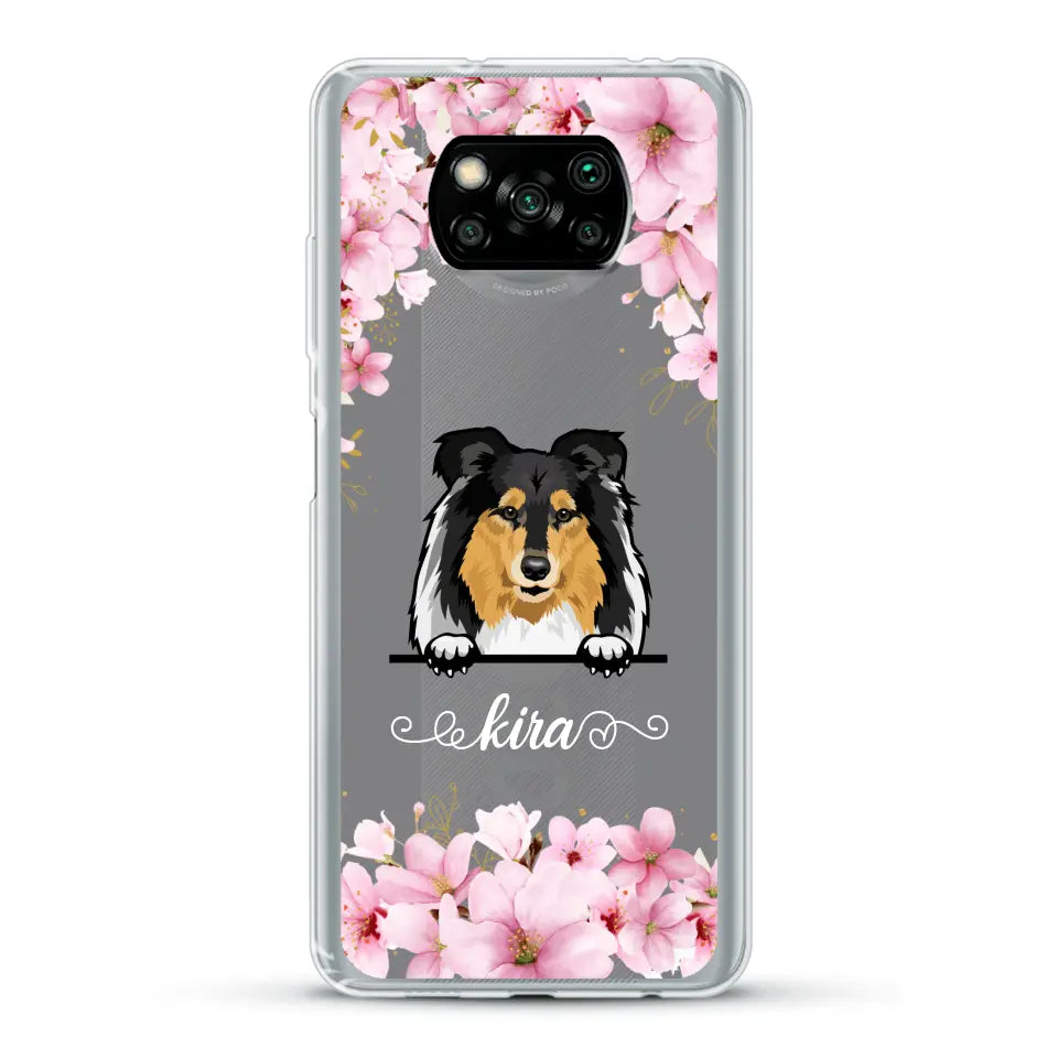 Fleurs et chiens - Coque de téléphone personnalisée