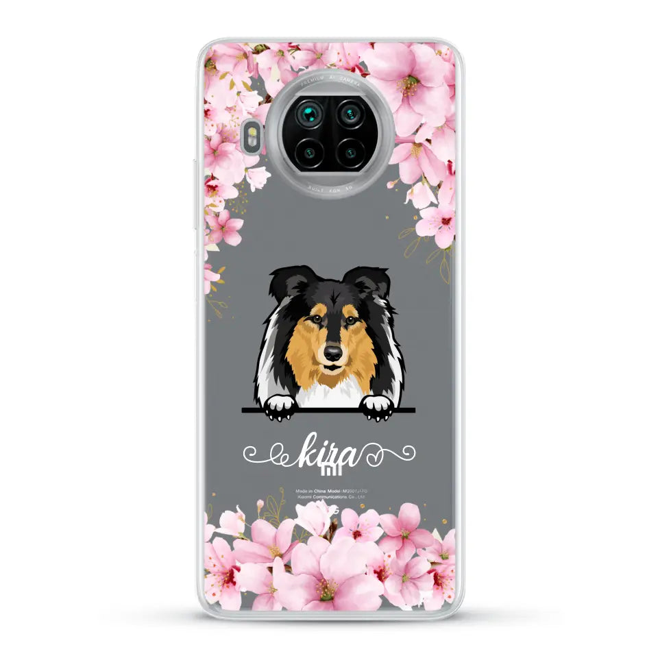 Fleurs et chiens - Coque de téléphone personnalisée