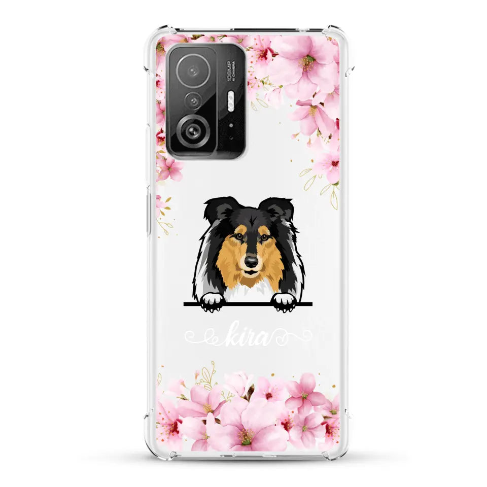 Fleurs et chiens - Coque de téléphone personnalisée