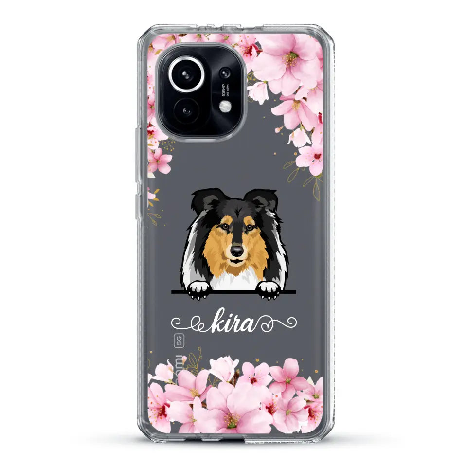 Fleurs et chiens - Coque de téléphone personnalisée