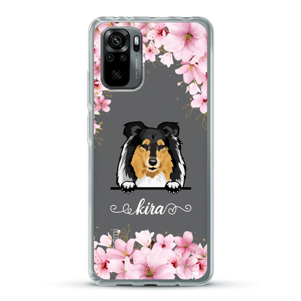 Fleurs et chiens - Coque de téléphone personnalisée