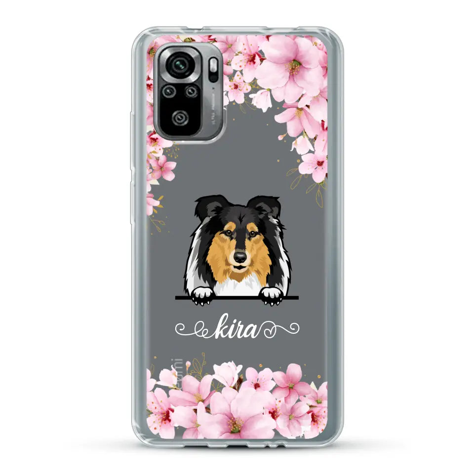 Fleurs et chiens - Coque de téléphone personnalisée