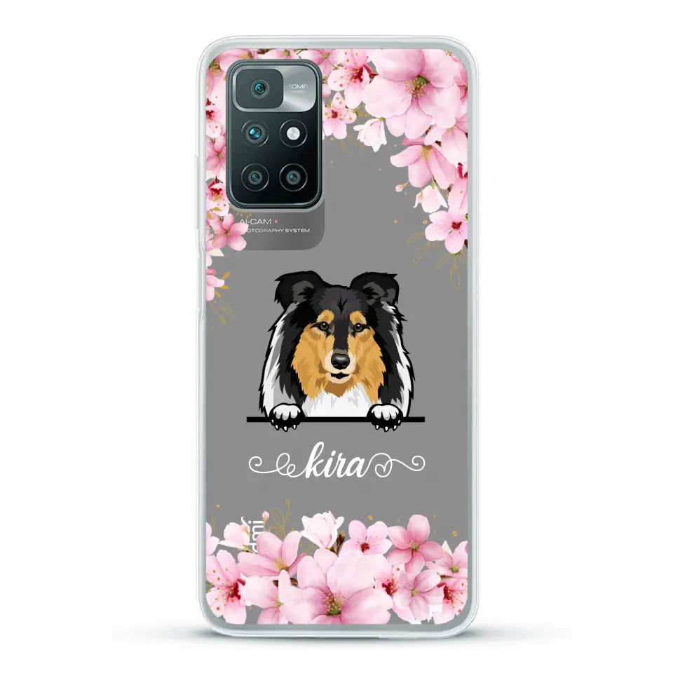 Fleurs et chiens - Coque de téléphone personnalisée