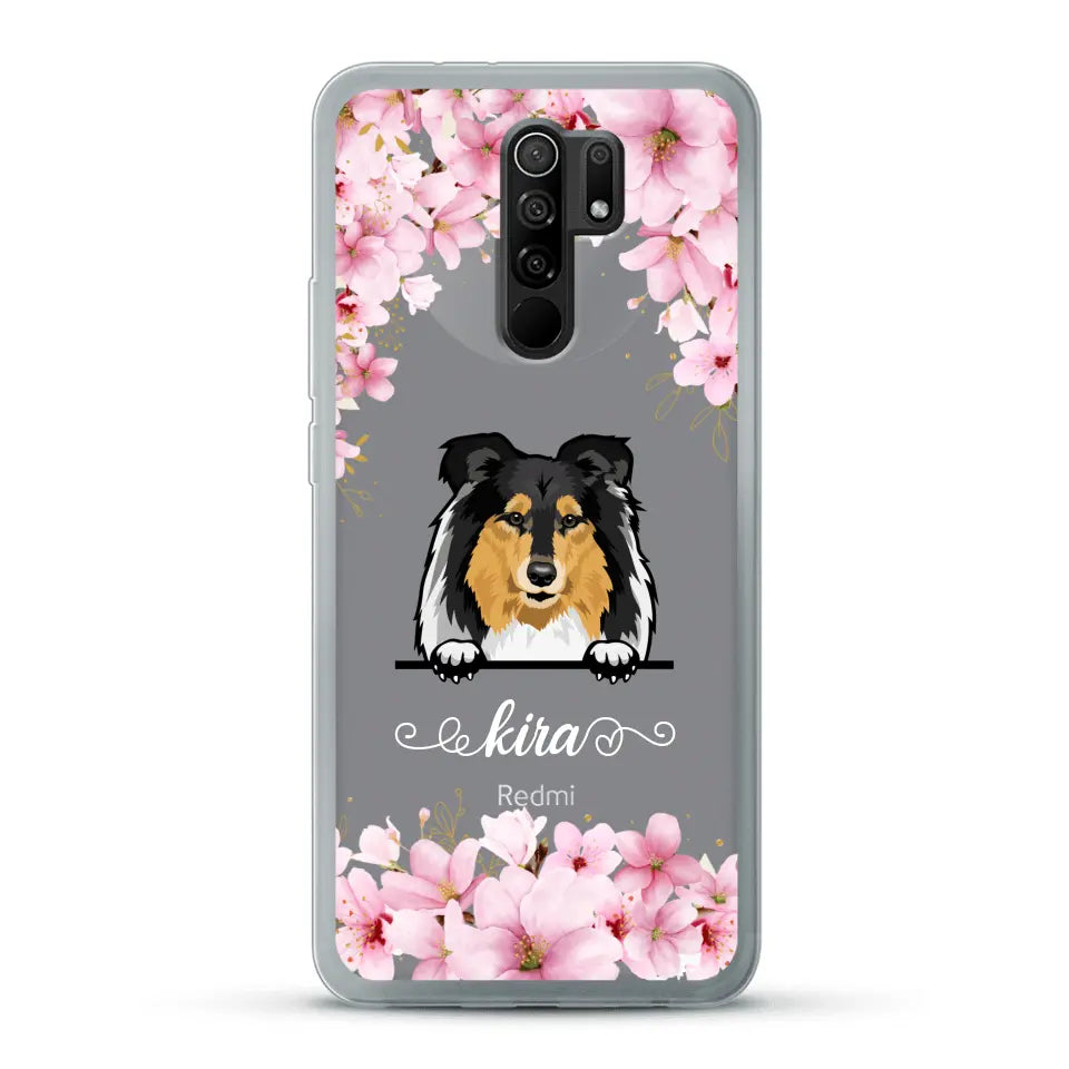 Fleurs et chiens - Coque de téléphone personnalisée