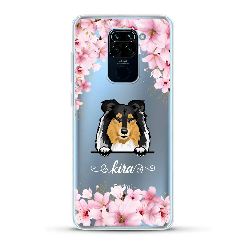 Fleurs et chiens - Coque de téléphone personnalisée