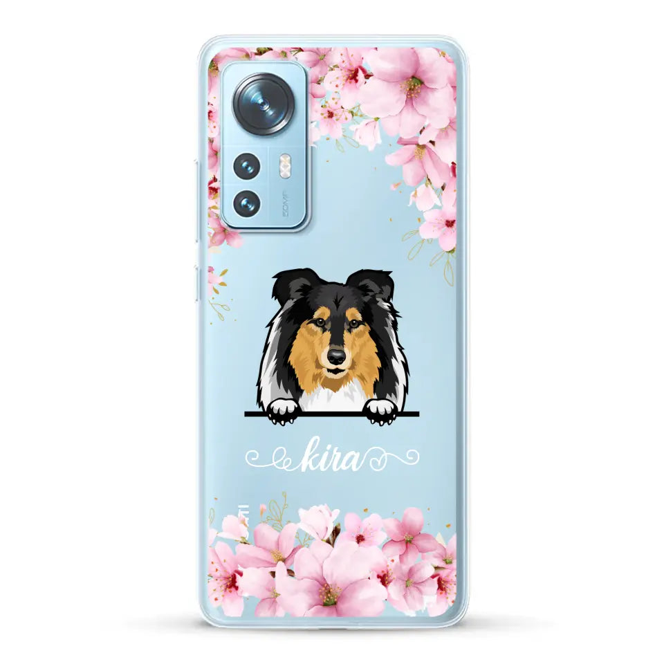 Fleurs et chiens - Coque de téléphone personnalisée